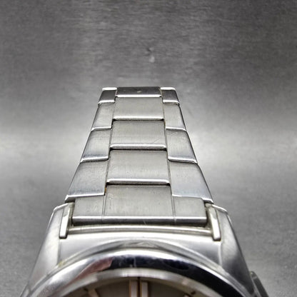 Casio Wave Ceptor Watch Men 42mm Champagne Dial Steel Solar Analog Digital Works4