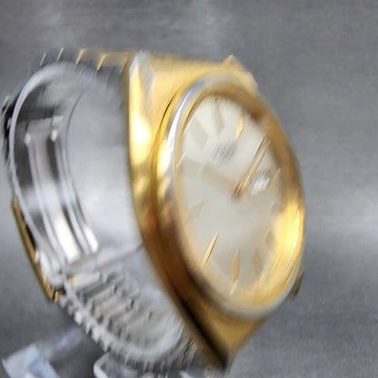 Seiko Pulsar Watch Men 36mm Silver Dial Gold Tone Daydate V733x004 New Battery3