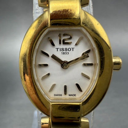 Tissot Watch Women 20mm White Dial Gold Tone Date Oval G332 New Battery1