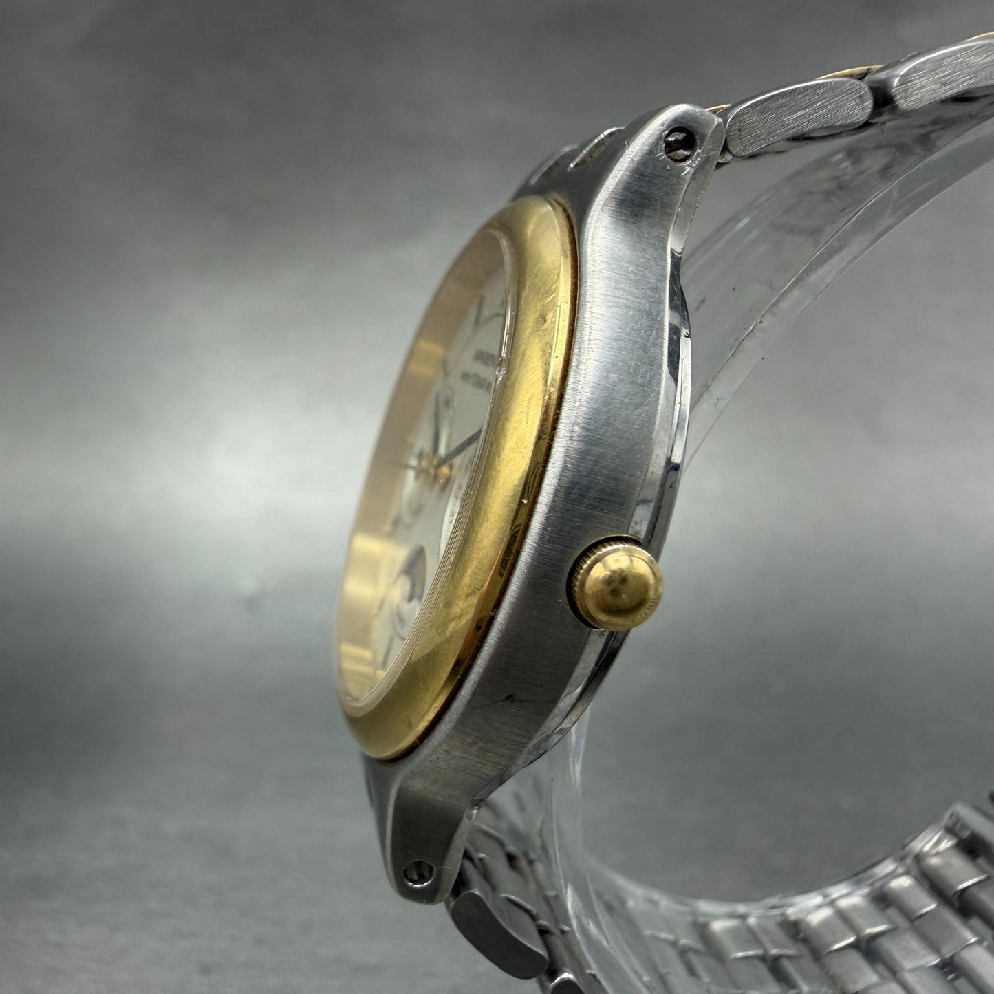 Casio Argent Moonphase Watch Men 34mm White Dial Two Tone Daydate Round New batt2