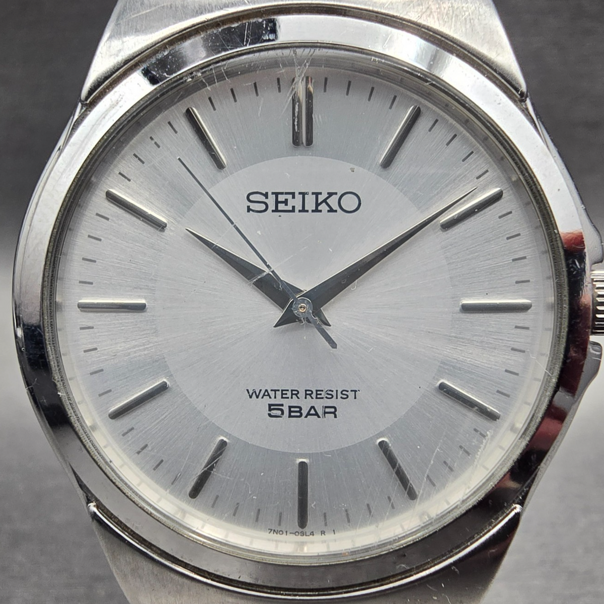 Seiko Watch Men 35mm Silver Dial Silver Tone Round 7N01-0DM0 New Battery  JDM F1