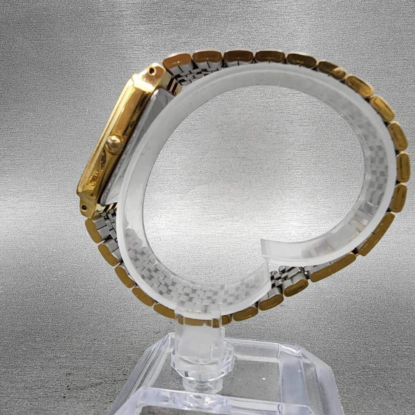 Pulsar Tank Watch Men 27mm White Dial Gold Tone Date Rectangle VX32X154 New Bat6