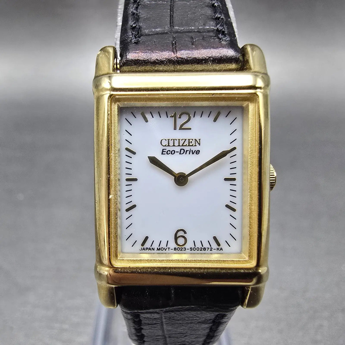 Citizen Eco-Drive Tank Watch Women 18mm White Dial Gold B023-S001561 Works JP0