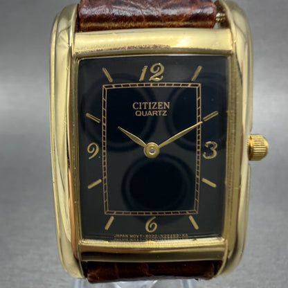 Citizen Tank Watch Men 26mm Black Dial Gold Tone Rectangle 6020-S41908 New Bat Z1
