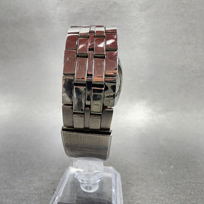 Bulova Caravelle Transistorized Watch Men 34mm Gray Dial Silver Tone Date Runs7