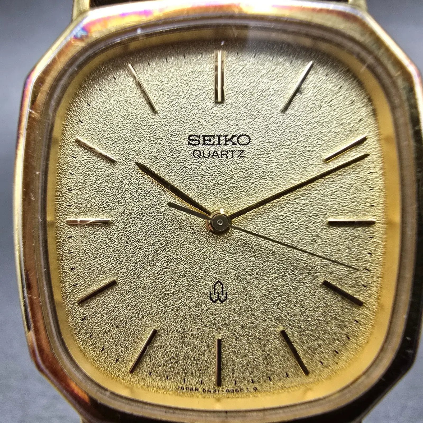 Seiko Watch Men 30mm Champagne Dial Gold Tone Octagon 6431-5030 New Battery1