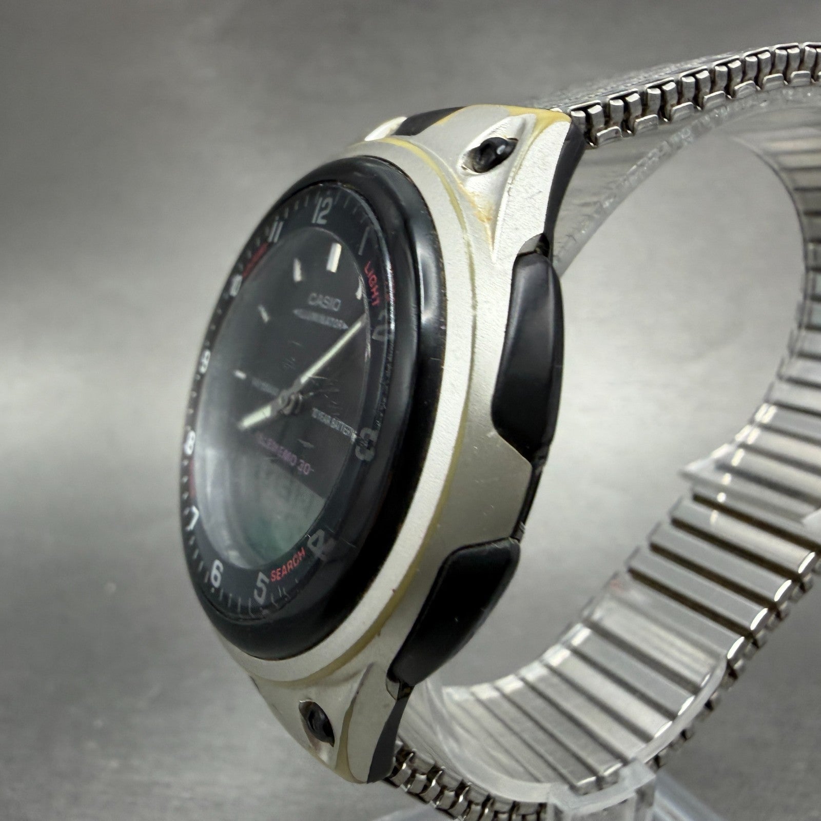 Casio Telememo 30 Watch Men 40mm Black Dial Plastic Analog Digital AW-80 NewBatt2