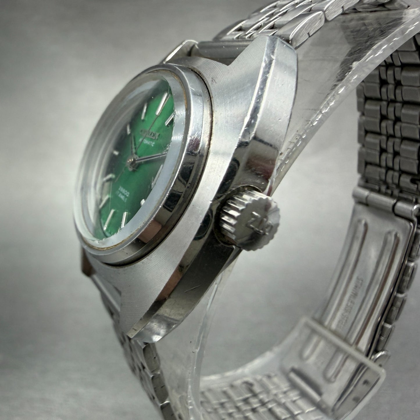 Citizen Automatic Watch Women 26mm Green Dial Silver Tone Date 4-690834 Runs3