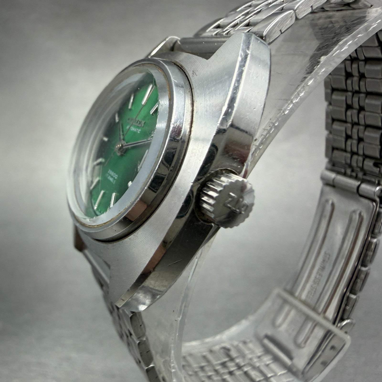 Citizen Automatic Watch Women 26mm Green Dial Silver Tone Date 4-690834 Runs3