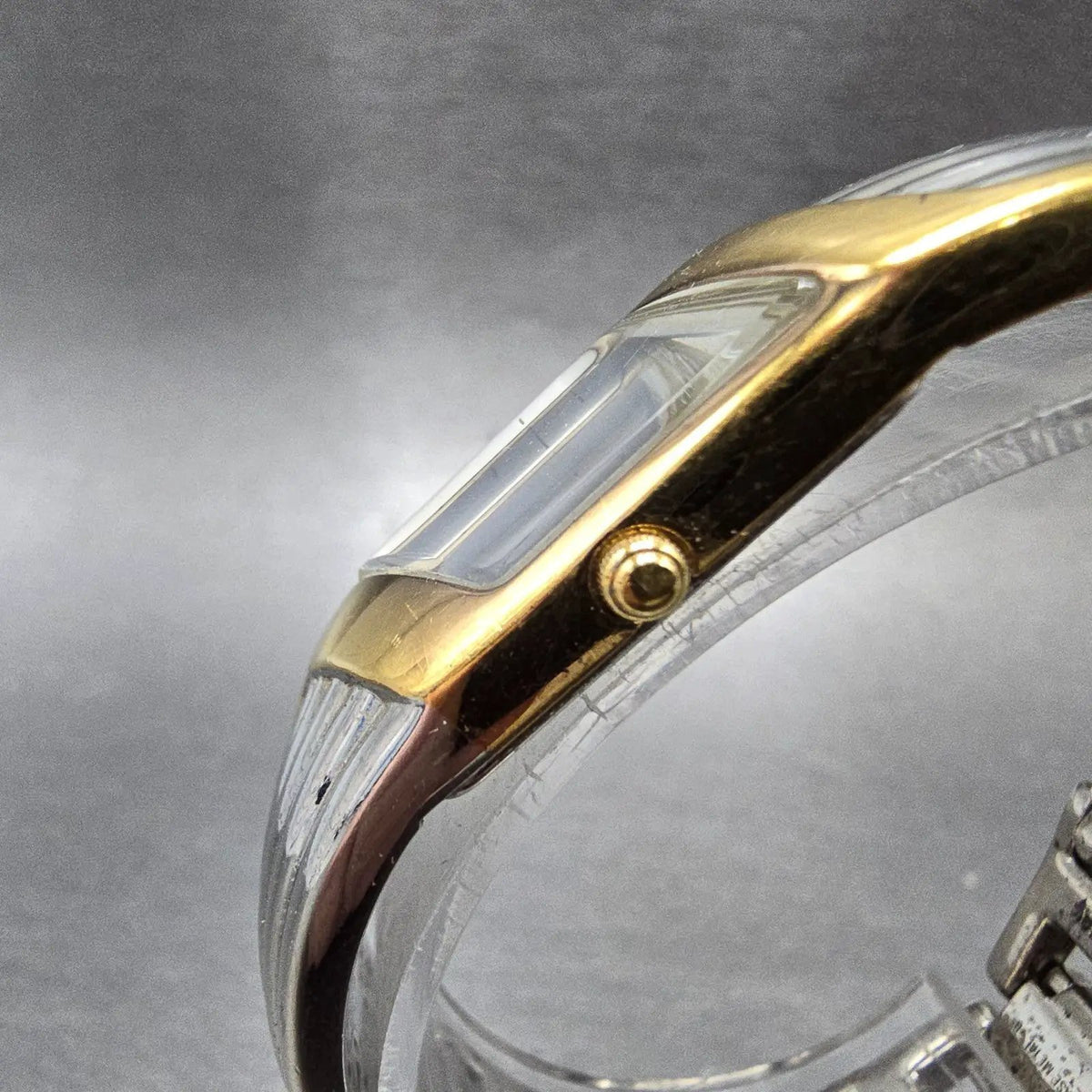 Seiko  Watch Women 15mm White Dial Two Tone Rectangle Bangle 1f20-6f60 New Batt3