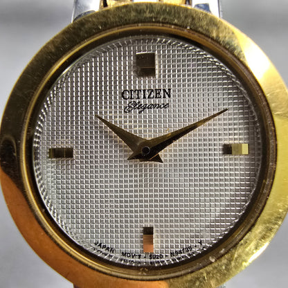 Citizen Elegance Watch Women 23mm White Dial Two Tone Round 5920-S76221 New Batt1