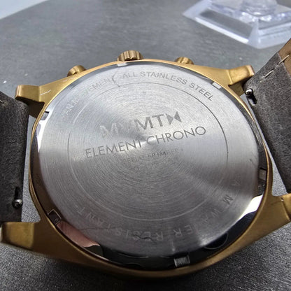 MMVMT Element Chrono Watch Men 44mm White Dial Rose Gold Round New Battery9