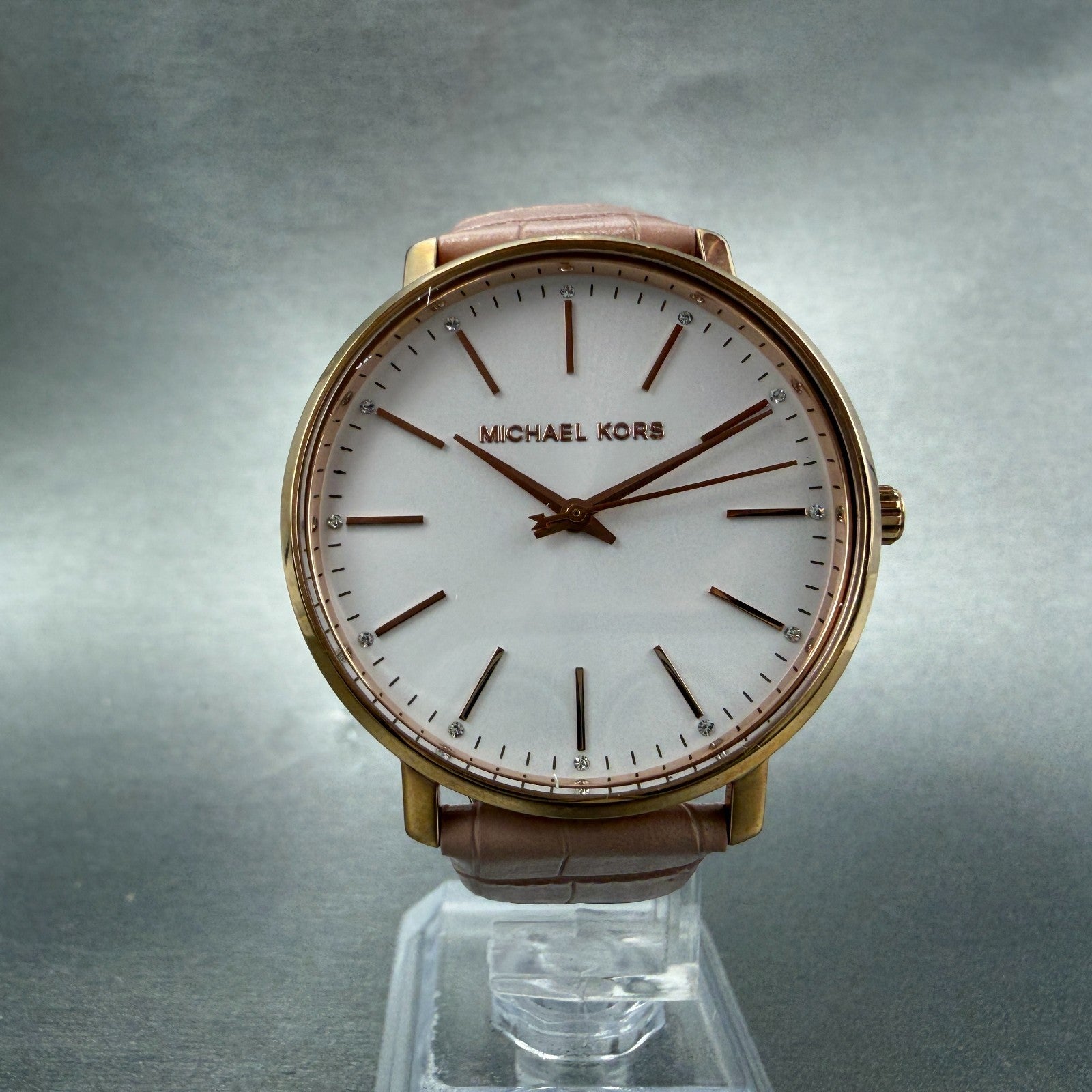 Michael Kors Pyper Watch Women 38mm White Dial Rose Gold Round MK-2775 New Batt6