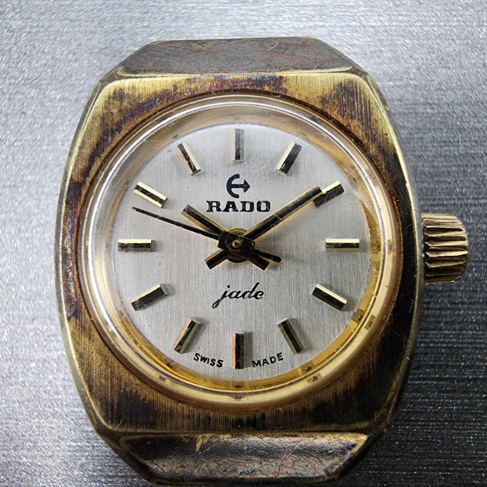 Rado jade Watch Women 19mm Champagne Dial Gold Tone Round Manual Wind Runs1