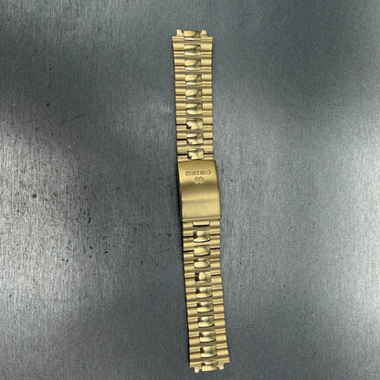 Seiko SQ Bracelet 20mm Stainless Steel Gold Tone Tri Folding Clasp Vintage Japan0