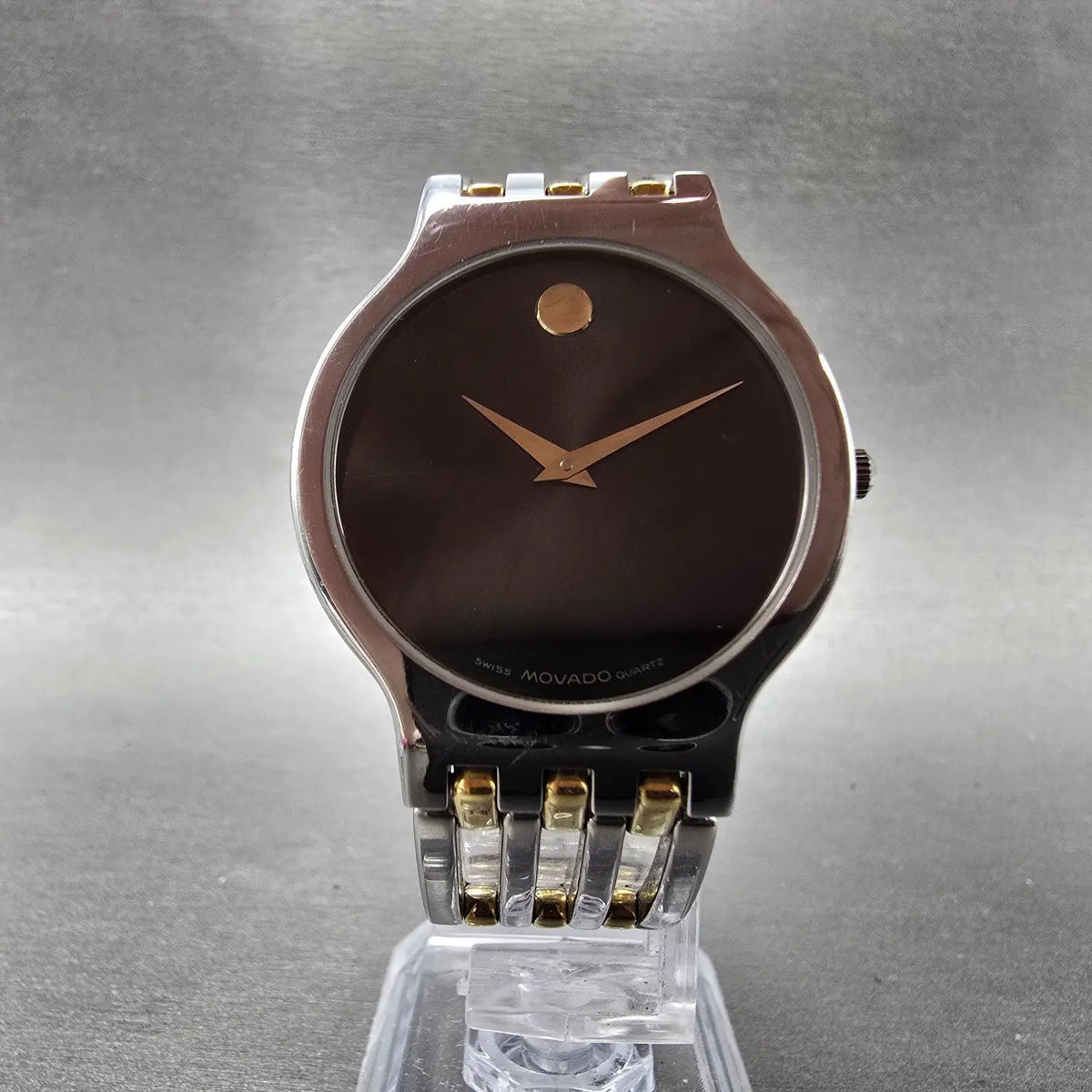 Movado Esperanza Watch Men 33mm Black Dial Two Tone 84.19.861 New Battery VHU5
