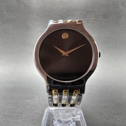 Movado Esperanza Watch Men 33mm Black Dial Two Tone 84.19.861 New Battery VHU5