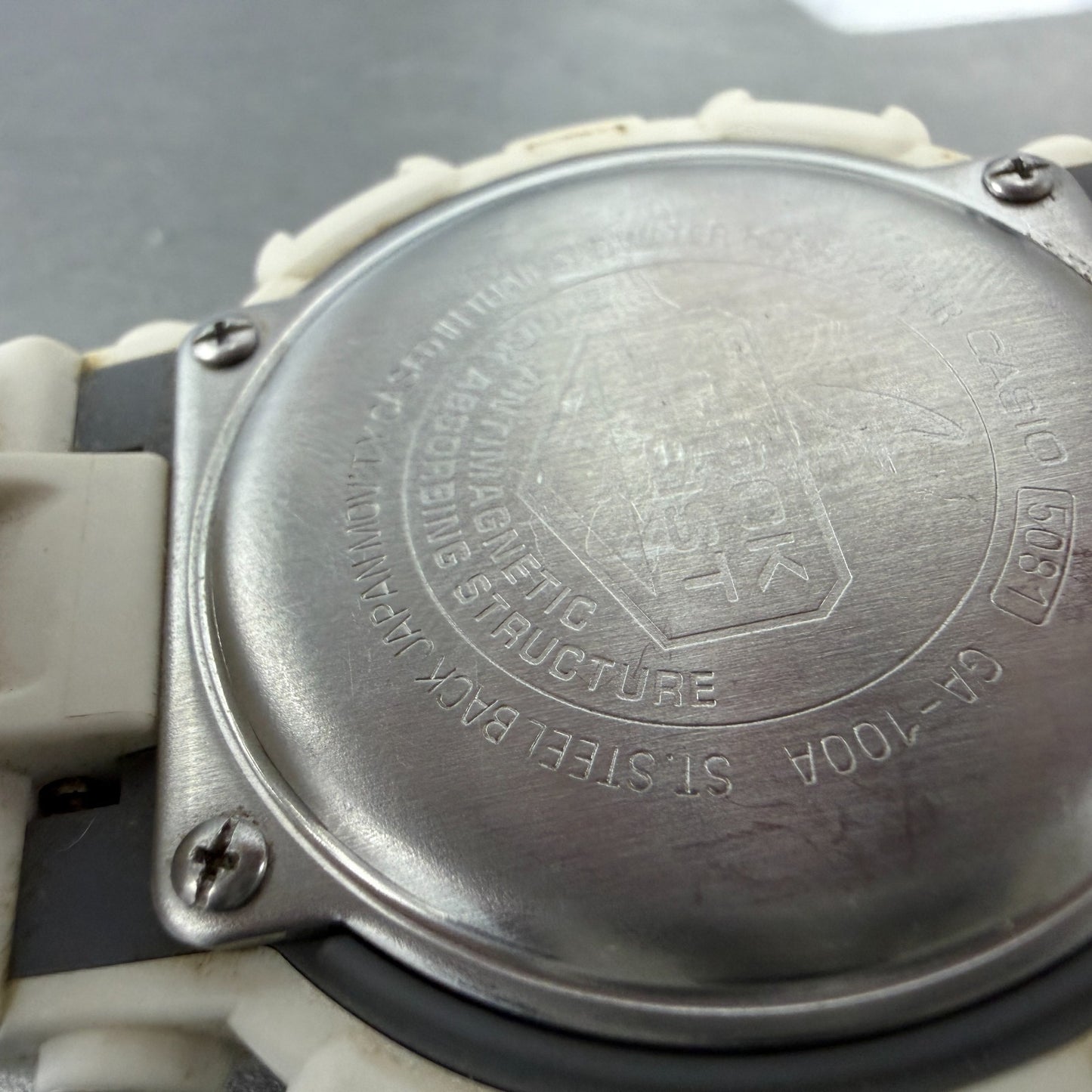 Casio G-Shock Watch Men 51mm Analog Digital White Alarm Chrono Round GA-100A9