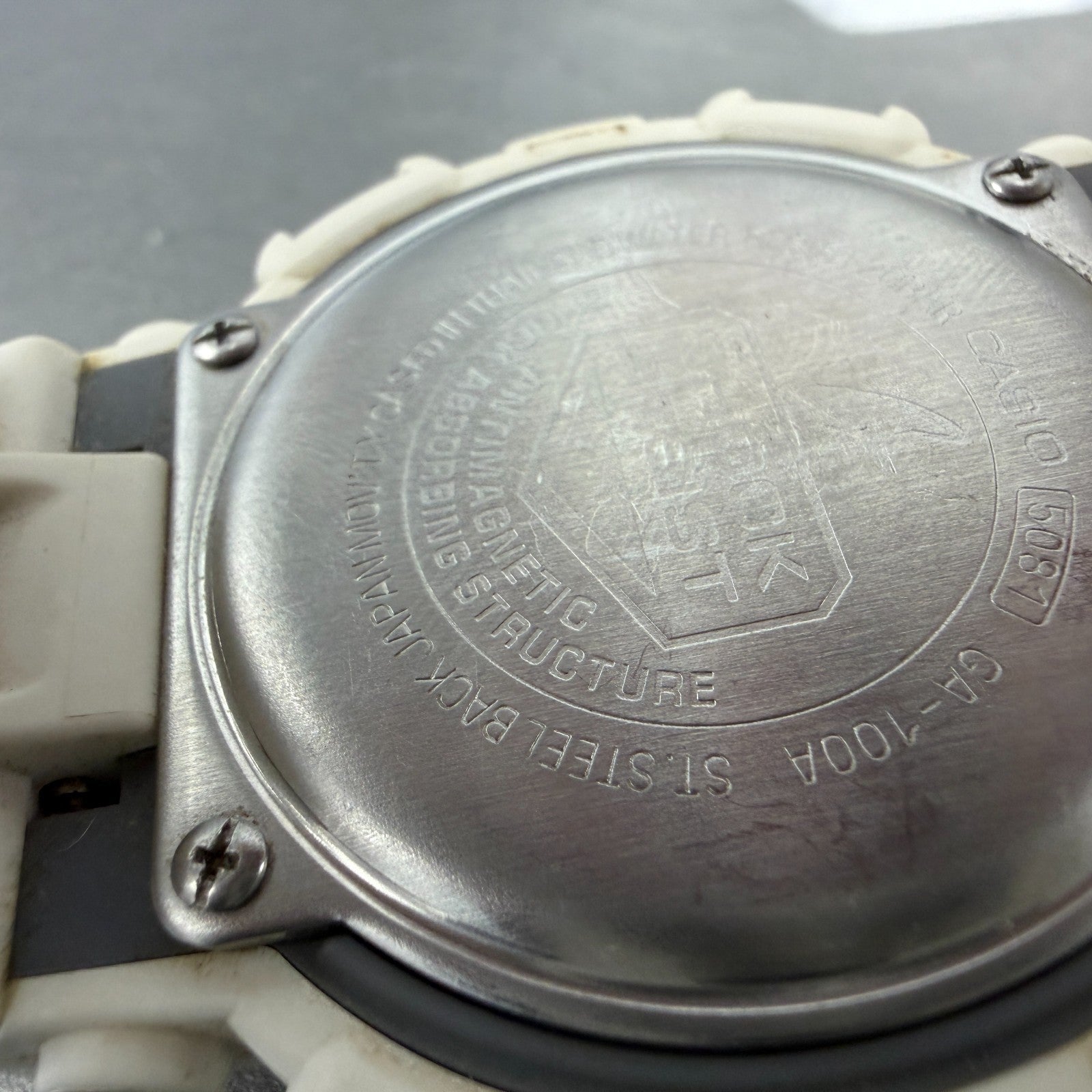 Casio G-Shock Watch Men 51mm Analog Digital White Alarm Chrono Round GA-100A9