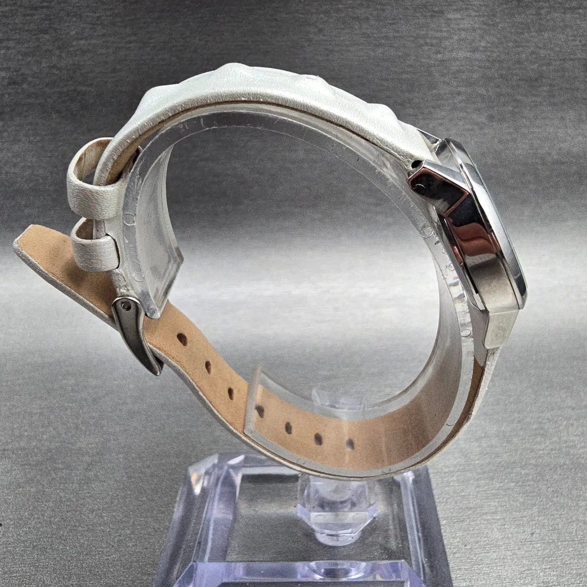 Nixon The Kenzie Leather Watch Women 26mm White Dial Silver Tone Round New Batt8