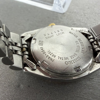 Seiko Watch Women 25mm White Dial Two Tone daydate Round 7n830041 New Batt AB569