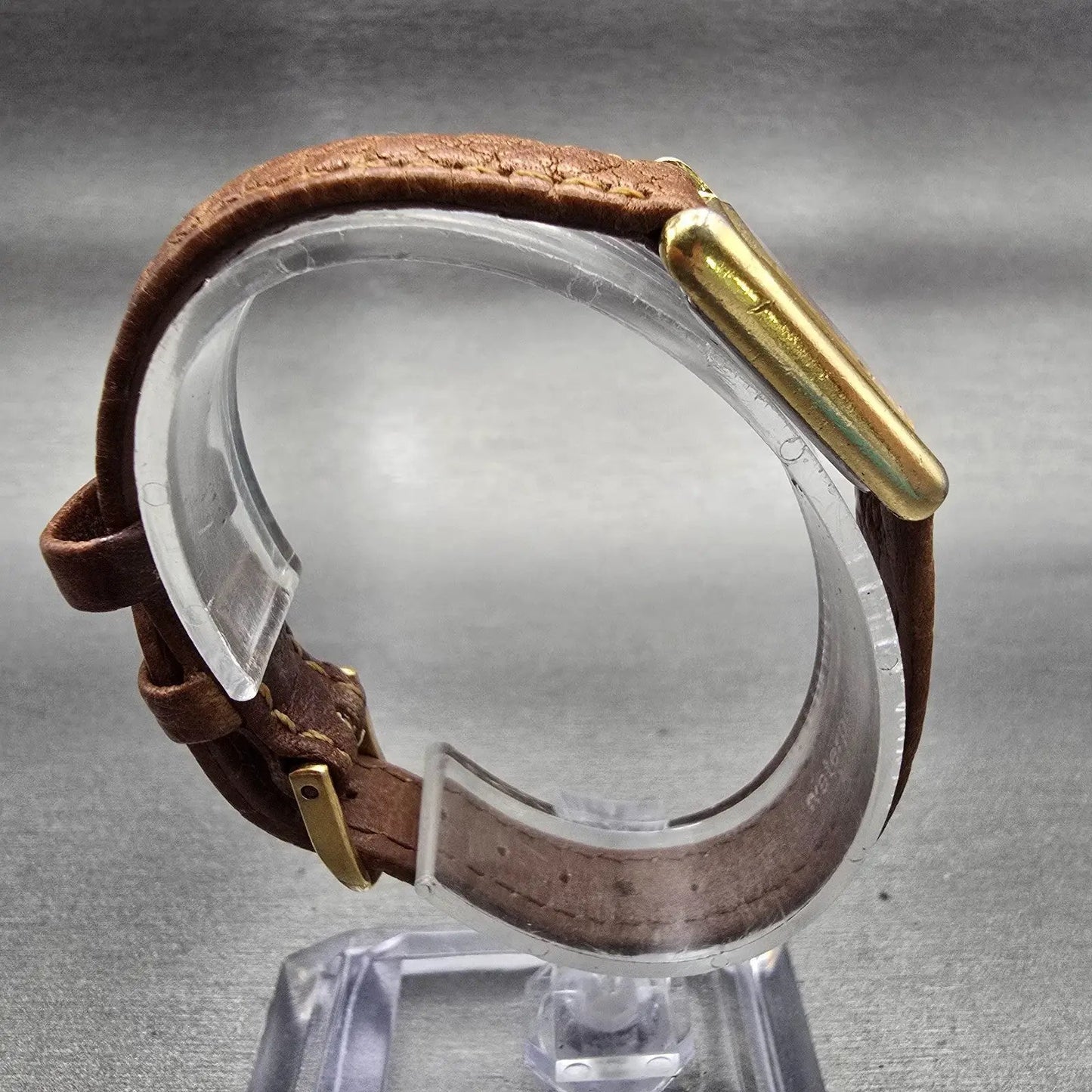 Seiko Watch Women 18mm Gold Dial Gold Tone Rectangle 1400-5039 New Battery VTG8