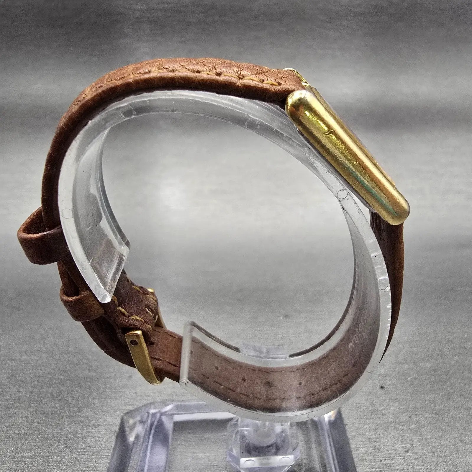 Seiko Watch Women 18mm Gold Dial Gold Tone Rectangle 1400-5039 New Battery VTG8