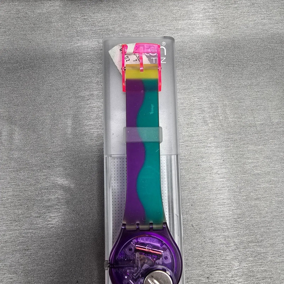 Swatch Scoob-A-Doo Watch Men 34mm Silver Dial Purple Case GV102 New Battery NOS7
