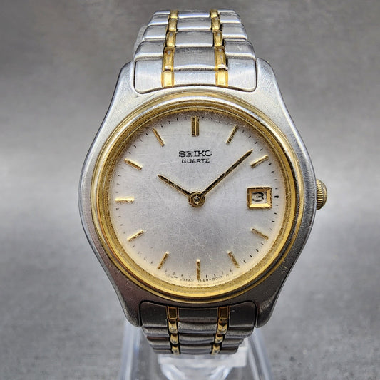 Seiko Watch Women 26mm White Dial Two Tone Date Round 7n890021 New Battery0