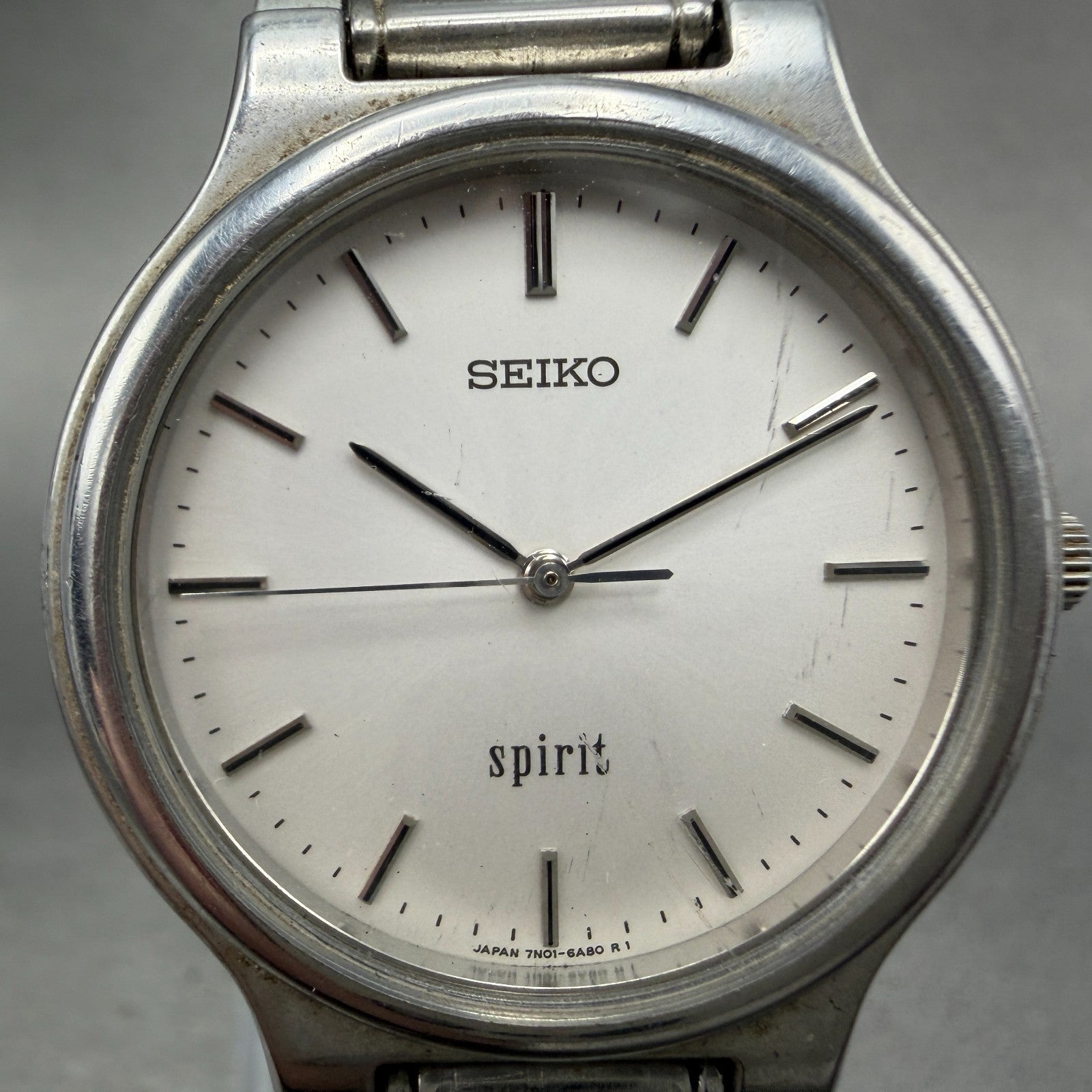 Seiko Spirit Watch Men 34mm Silver Dial Silver Tone Round 7n01-6a70 New Battery31
