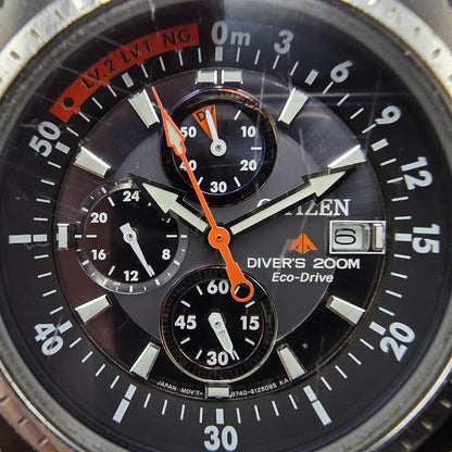 Citizen Promaster Chronograph Watch Men 44mm Black Dial Steel BJ2128-05E Runs2