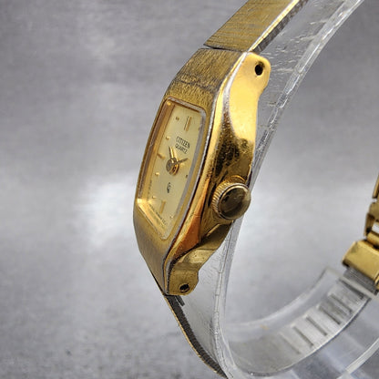 Citizen CQ Watch Women 17mm Champagne Dial Gold Tone 3220S02147 New Battery2