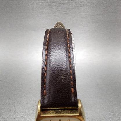 Seiko Watch Women 21mm Gold Dial Gold Tone Rectangle 14215380 New Battery VTG4