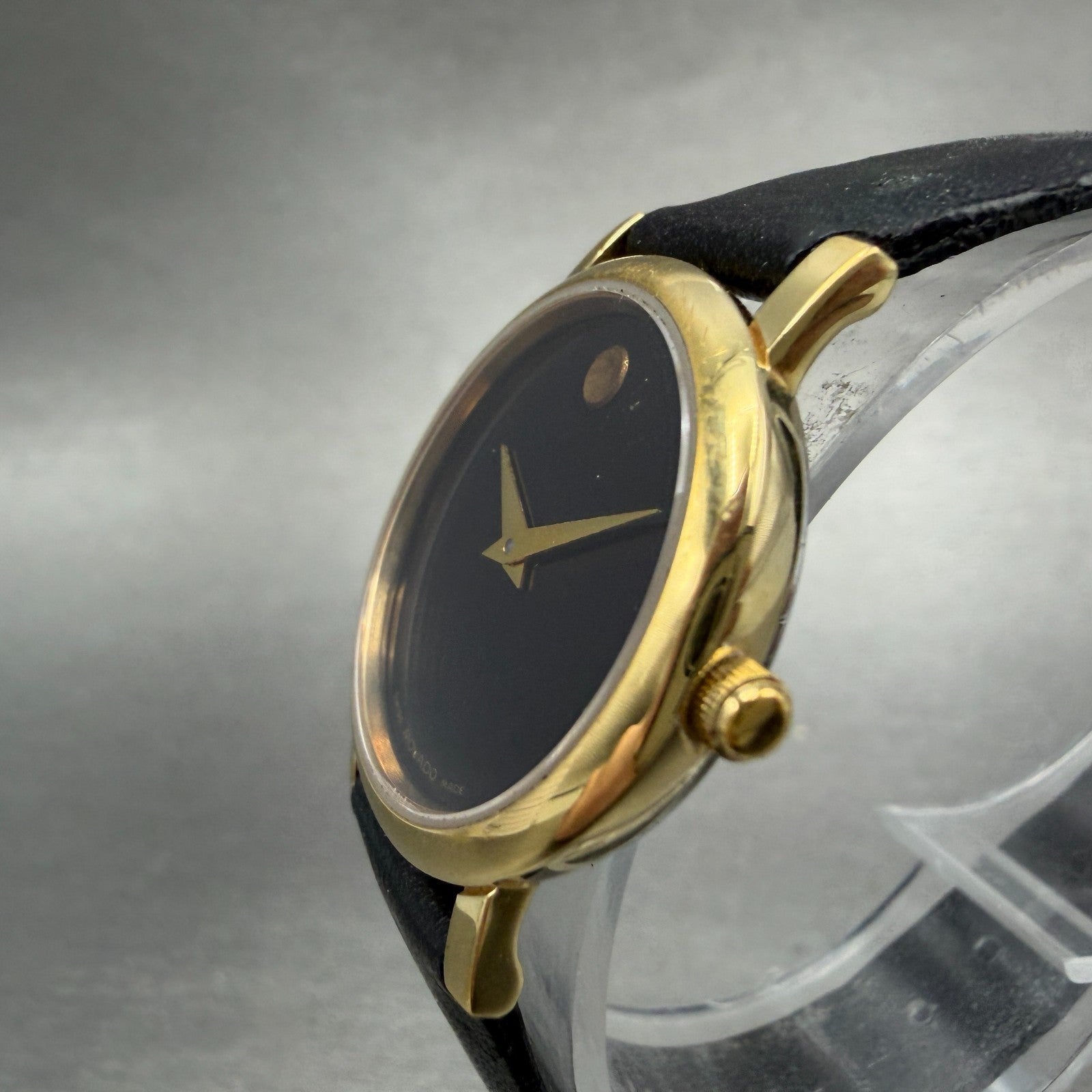 Movado Muesem Watch Women 26mm Black Dial Gold Tone Round 87 E4 0834 PARTS3
