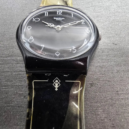 Swatch 1920 Watch Men 34mm Black Dial Black Case Round GB275 New Battery READ6