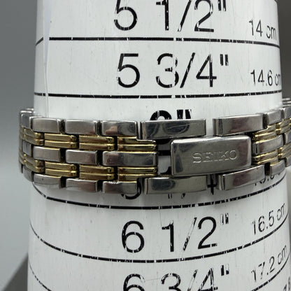 Seiko Tank Watch Women 16mm White Dial Two Tone Rectangle 1N01-0FH0 New Battery10