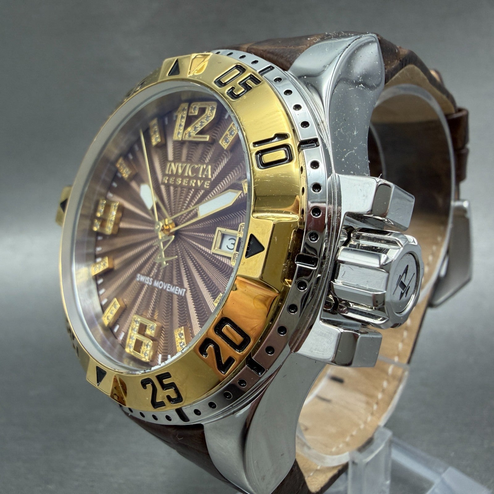 Invicta Reserve Excursion Watch Men 50mm Brown Dial Two Tone Date 42628 New Batt2