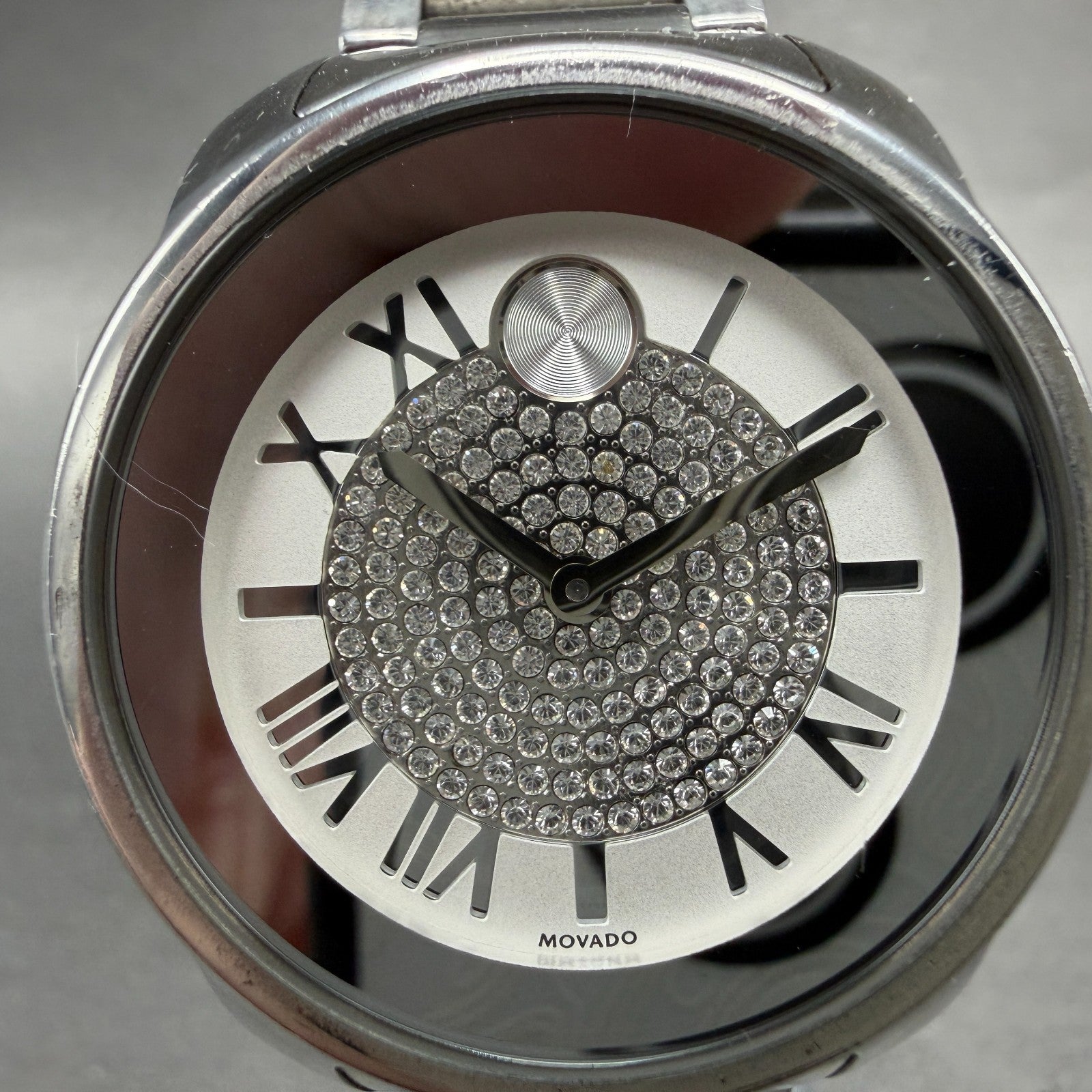 Movado Bold Watch Women 32mm Silver Dial Silver Tone Round 01.3.14.6125 New Batt1