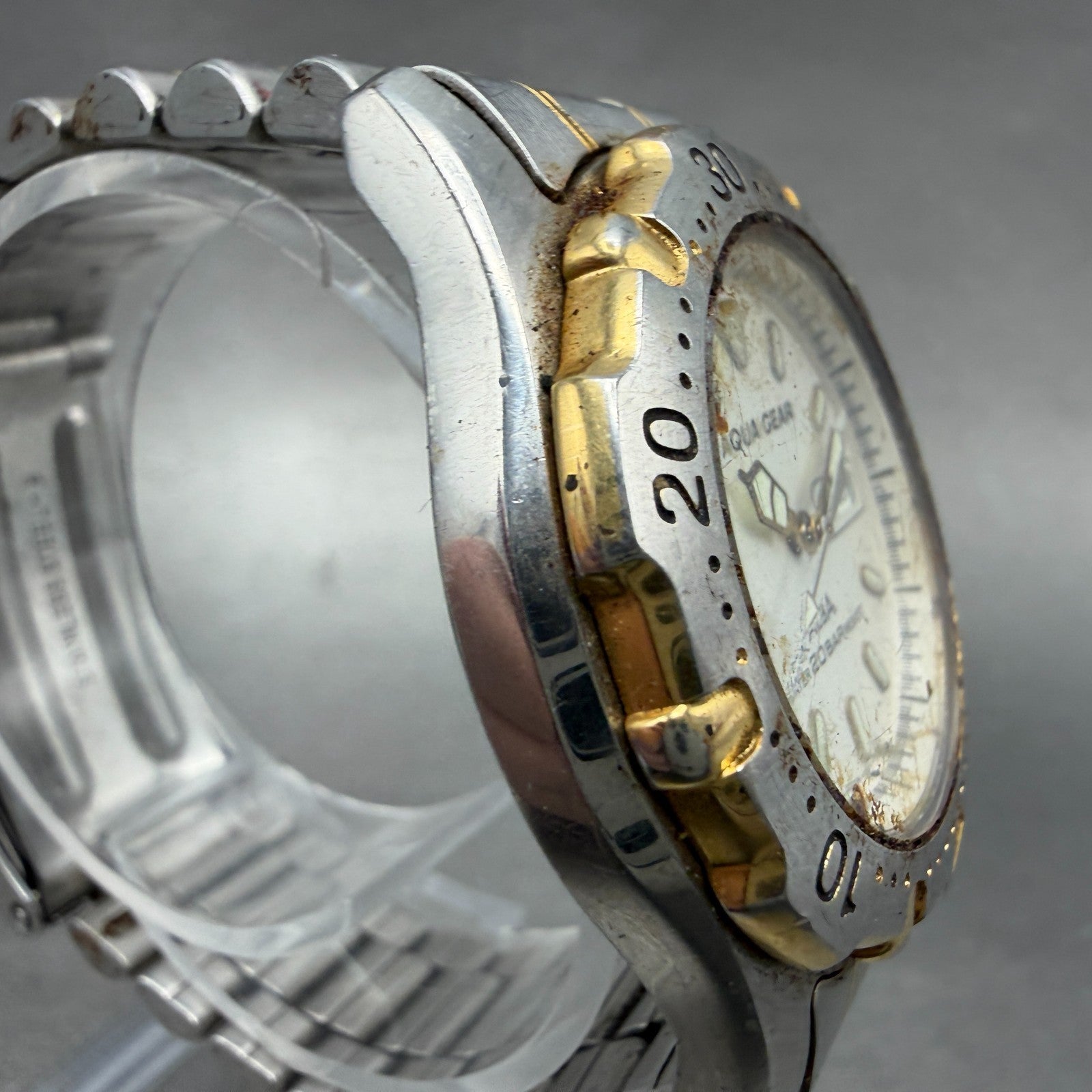 Seiko Alba Aqua Gear Watch Men 37mm Silver Dial Two Tone Daydate New Battery VTG3