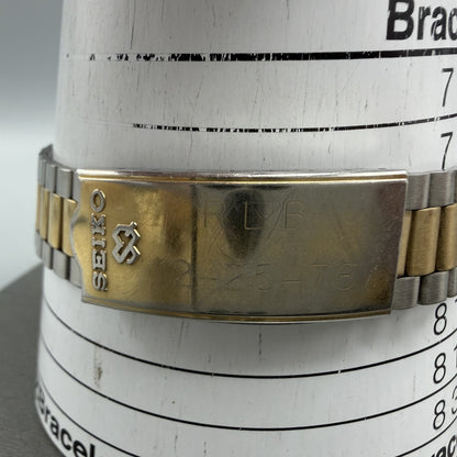 Seiko SQ Watch Men 35mm Gold Dial Two Tone Daydate Round 8223-8019 New Battery O11