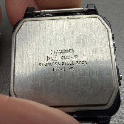 Casio Cosmo Flight Watch Men 33mm Black Digital Alarm Rectangle GC-7 New Batt6