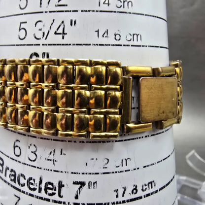 Jules Jurgenson Watch Unisex 30mm Gold Dial Gold Tone Round 6699 New Battery10