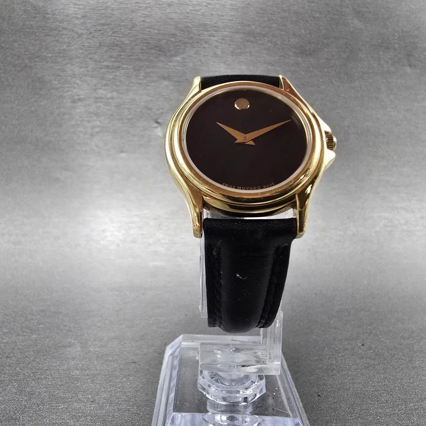 Movado Museum Watch Women 28mm Black Dial Gold Tone Round 87 E4 0823 New Batt JN5
