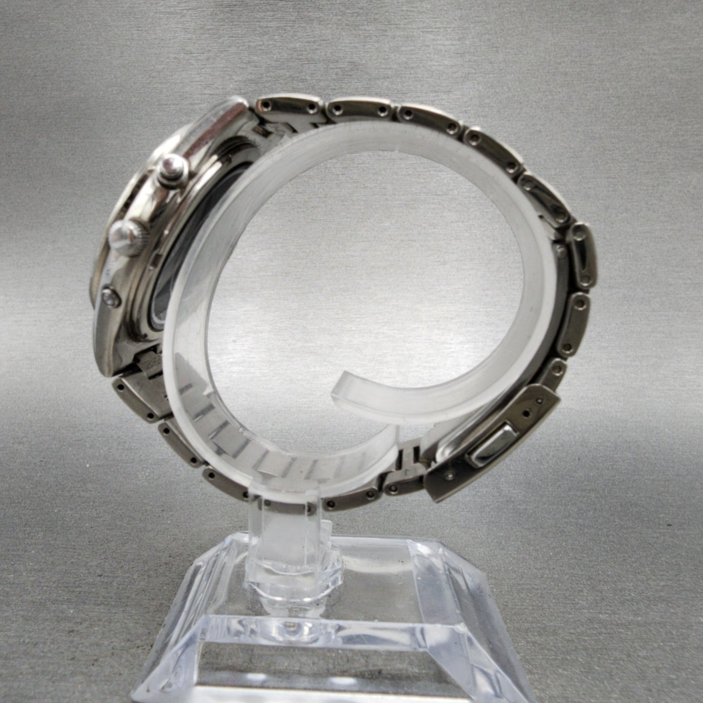 Seiko Solar Watch Men 38mm Silver Dial Titanium Atomic Date Round Runs 7B220AD07