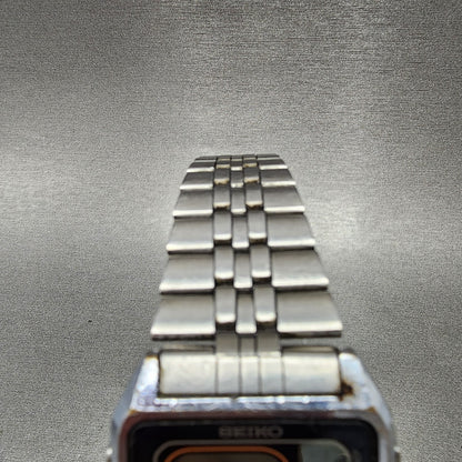 Seiko Digital Watch Men 33mm Alarm Chrono Steel Rectangle G757-4050 PARTS