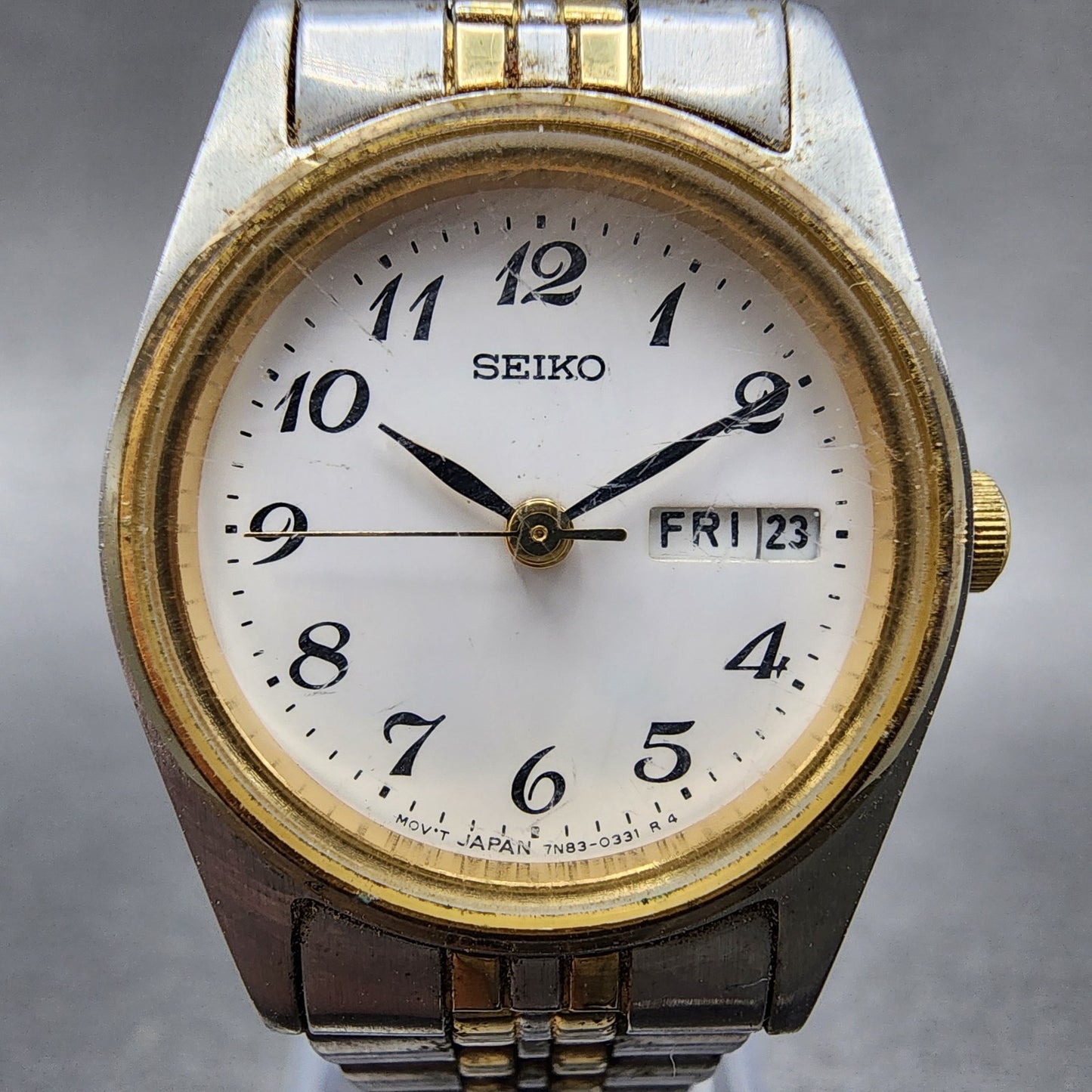 Seiko Watch Women 25mm White Dial Two Tone Daydate 7n430011 New Battery1