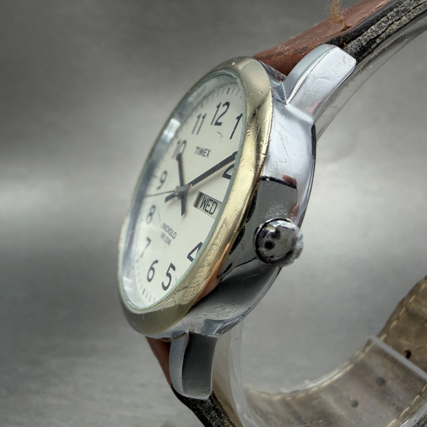 Timex Easy Reader Watch Men 35mm Cream Dial Two Tone Date Round New Battery2