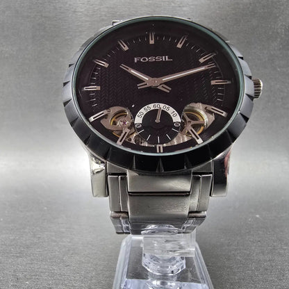 Fossil Twist Watch Men 48mm Black Dial Silver Tone Round ME-1048 New Battery5
