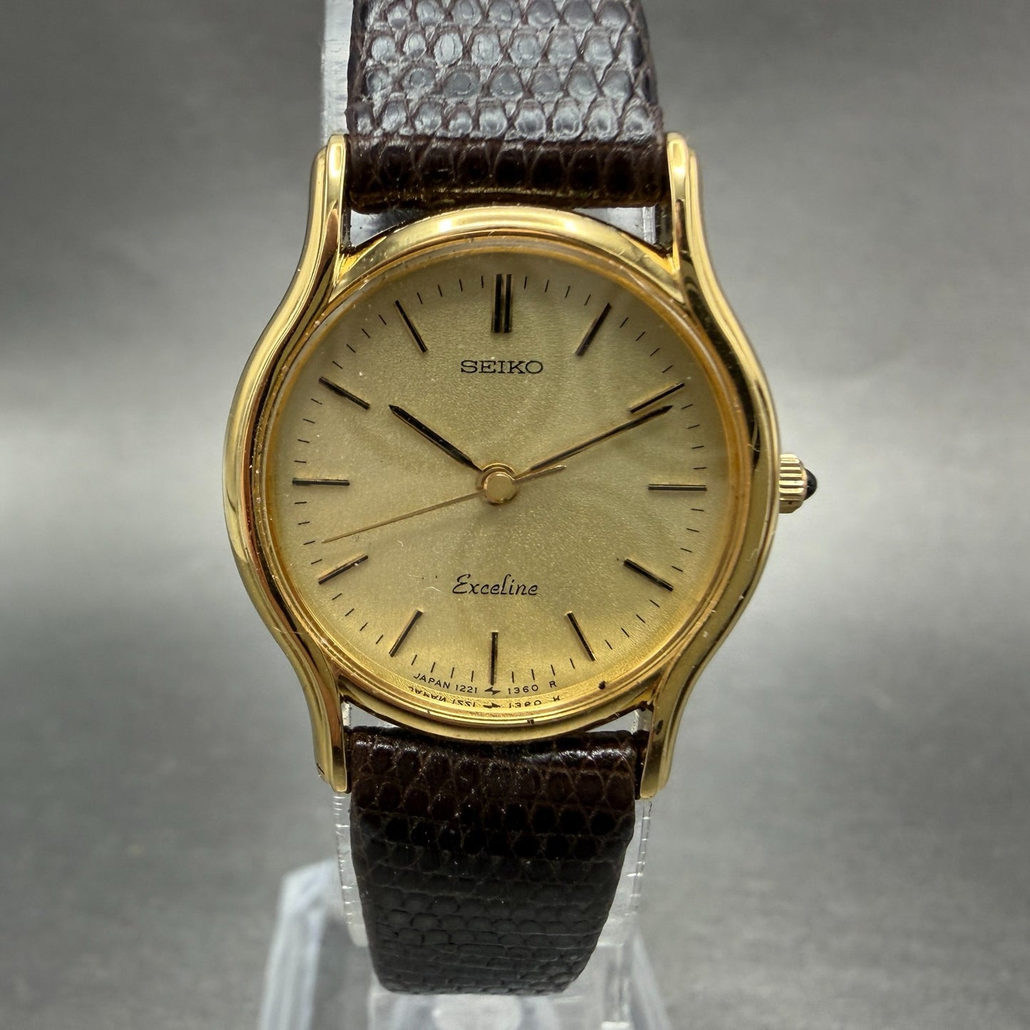Seiko Exceline Watch Women 23mm Champagne Dial Gold Tone 1221-0160 New Battery0
