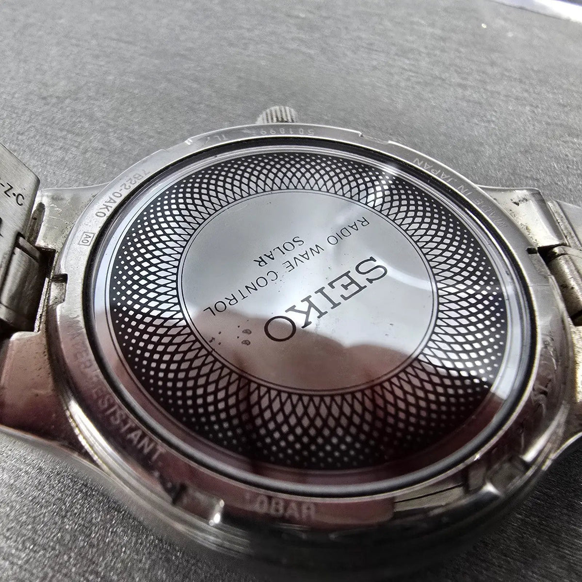 Seiko Solar Watch Men 38mm White Dial Silver Tone Date Atomic 7B22-0AK0 READ!!!!10